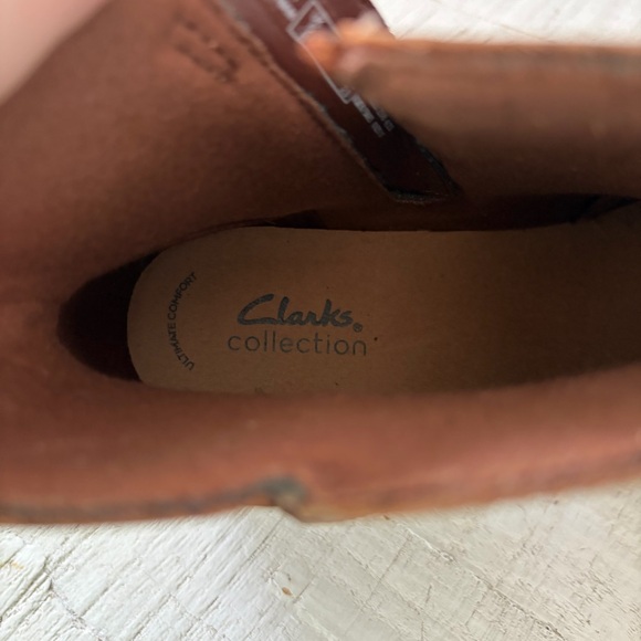 Clarks Angie Spice Ankle Boots size 7.5 WIDE Brown Oiled Leather Booties - Picture 8 of 14